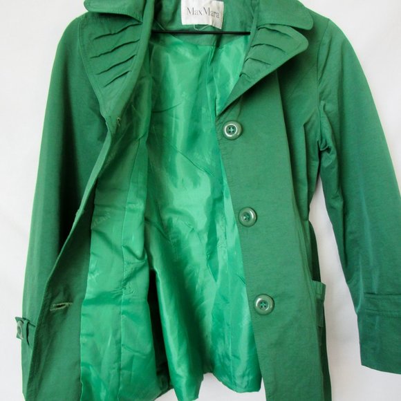 MAXMARA Classic Chic Fall/Winter Lightweight Belted Jacket Green Designer -S - Picture 11 of 14